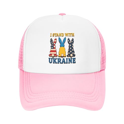 Vetrova American Stand with Ukraine Trucker Hats Support Ukraine Hat Adjustable Mesh Back Baseball Cap for Kids