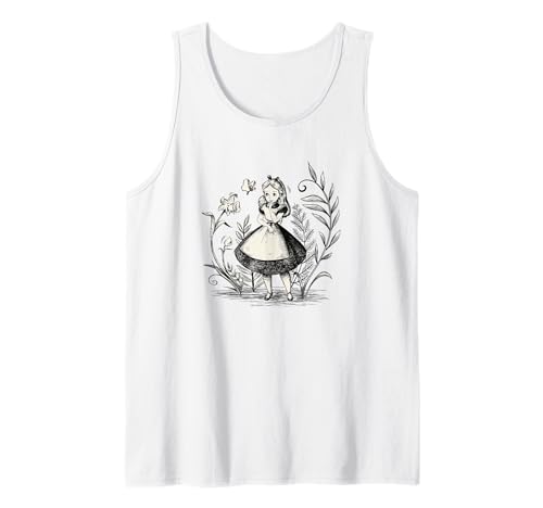 Débardeur Alice Sketch d'Alice in Wonderland pour femme en coton léger noir