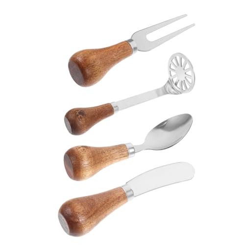 Cabilock Cute Standing Butter Knife 4pcs Cheese Knife Set Stainless Steel Cheese Cutter Fork Kitchen Butter Spatula Bakery Spreader