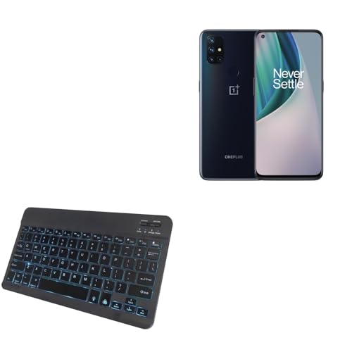 BoxWave Keyboard Compatible with OnePlus Nord N10 5G - SlimKeys Bluetooth Keyboard - with Backlight, Portable Slim LED 7 Colors - Jet Black