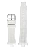 JVEIWAD Cinturino in gomma Fluoro compatibile con Citizen NJ0150 NJ0151 ME Color Series FKM estremità convessa a sgancio rapido cinturino sportivo da polso 9 mm(White silver)