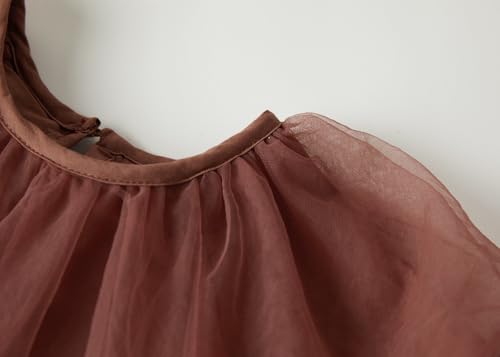Rysly Toddler Girls' A-Line Tulle Party Dress with Bubble Sleeves Cotton Lining Flowy Layered Play Dress for Kids4