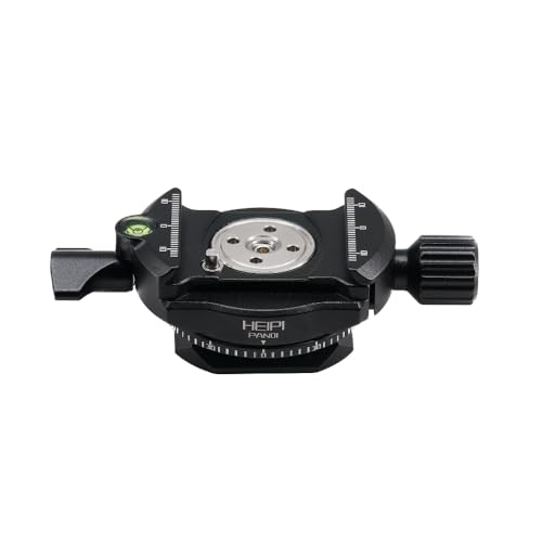 HEIPI Panoramic Panning Base, 360-Degree Tripod Base ARCA-Type Aluminum Alloy Camera Base Plate with Bubble Level for Tripod Monopod DSLR Cameras, Load Capacity 22 LBS