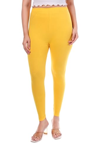 Image of TPF Women Solid Cotton Lycra Stretchable Leggings | Comfortable Ankle-Length Slim Fit Leggings for Women & Girls | Soft, Breathable Wear Bottoms
