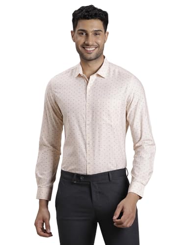 Image of Turtle Men Cotton Melange Slim Fit Light Pink Formal Shirt