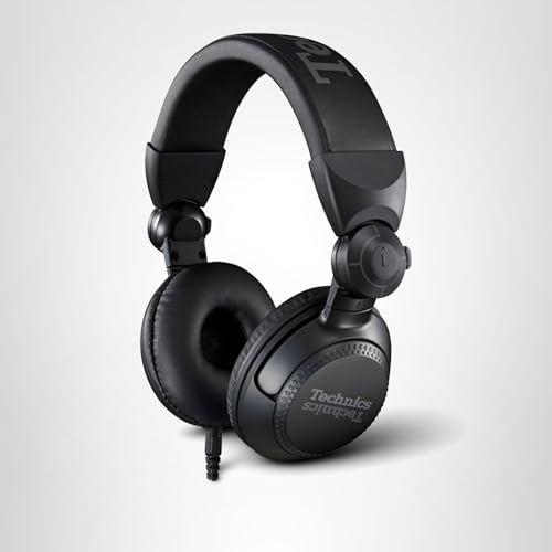 Technics Professional DJ Headphones with 40mm CCAW Voice Coil Drivers, 270&deg; Swivel Housing and Locking Detachable Cord; Lightweight, Foldable High Input - EAH-DJ1200-K (Black)