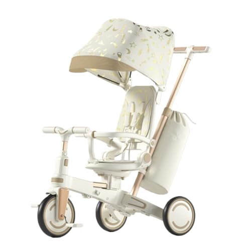 Sariny子供用三輪車 ベビーカー 5in1 折りたたみ シートベルト付き サンシェード付き、自転車 おもちゃ 乗用玩具 幼児用 幼児用 、乗り物 組み立て簡単 おしゃれ コンパクト収納 外出用 キッズバイク 誕生日 プレゼント おもちゃ お祝い ギフト