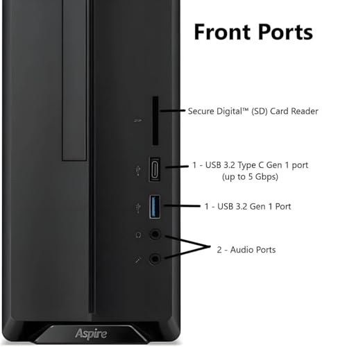 Image of acer 2025 Aspire Business Desktop, Ultra-Quiet Design, 16GB Memory 256GB PCIe SSD, Intel Processor, Dual 4K Monitor Support, SD Card Reader, USB-C, Keyboard & Mouse, Windows 11