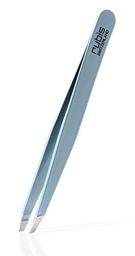Rubis Classic Collection - Augenbrauen Pinzette schräg - Pinzette Augenbrauen zupfen - Hellblau