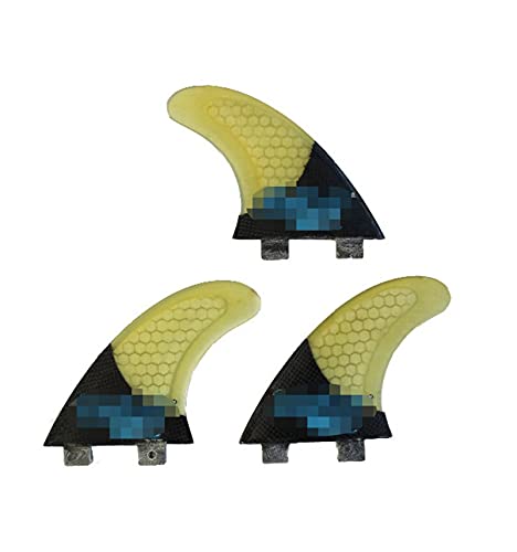Surfing Fins Multi-Color Surf Tail Fin Carbon and Honeycomb Thruster 3pcs/Set Surfboard Tail Rudder (Color : Light Yellow)