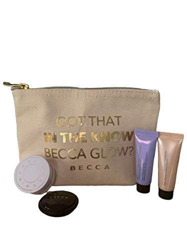 BECCA Glow Travel Kit-4 Best Selling BECCA Products- First Light priming filter 0.2 oz, backlight priming filter 0.2 oz, hydra-mist set.05 oz, shimmer skin perfector champagne pop .04 oz. with freebag