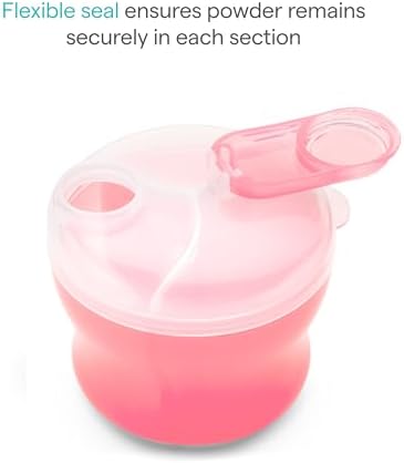 Munchkin Formula Dispenser for Baby Bottle Feeding On The Go, Easy-Pour Spout for Powdered Formula & Cereal, 3 Compartments, 9 Ounce, Pink