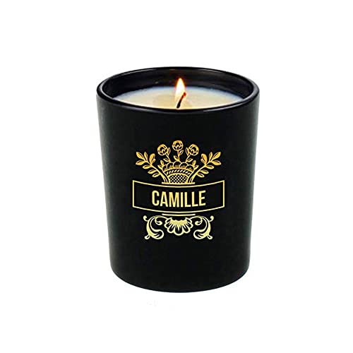 Amikado - Bougie Gravée Personnalisable avec prénom - Parfumée Vanille - Bougie Noir - Idée Cadeau Personnalisé
