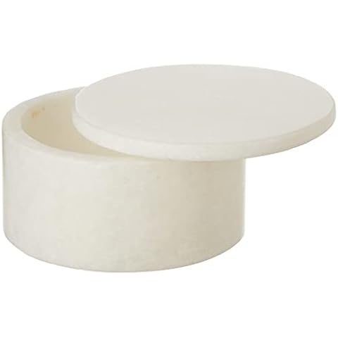 Queenza White Marble Salt Cellar with Lid - 3 Inch Salt and Pepper Bowls, Ramekins, Kosher Salt Holder Cover