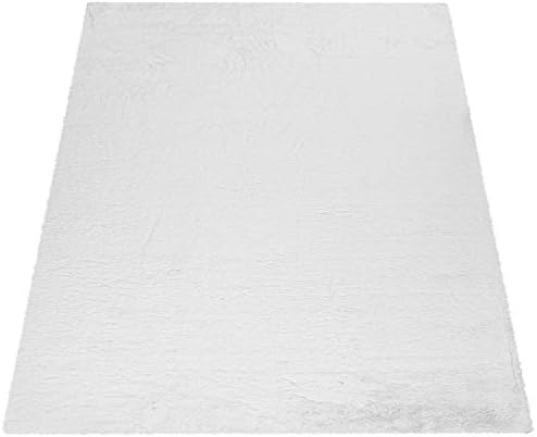 Paco Home Large Rug Faux Fur Fluffy Shaggy High Pile Soft Washable Var. Colours, Size:60x90 cm, Colour:White