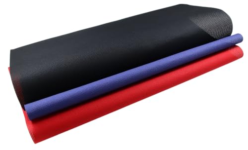 Image of KCS 3 pc of 15 inch x 18 inch(38cmx45cm) 16 Count Cross Stitch Cotton Aida Cloth Needlework Rolled Fabric Box,16CT,Red+Royal Blue+Black
