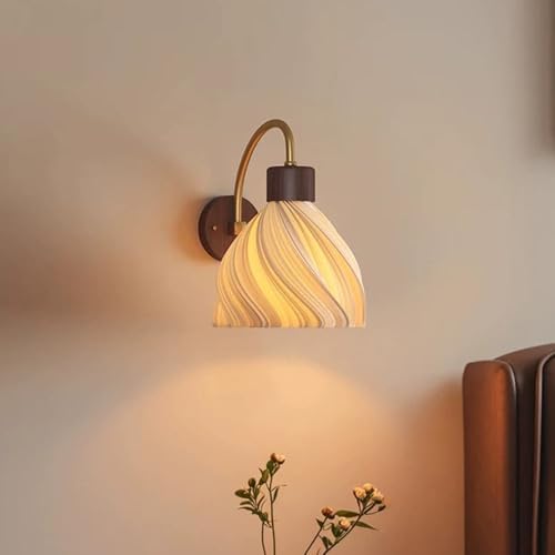 Lámparas de Pared, Aplique de Pared Crema, Retro, de Madera Maciza, iluminación Elegante para el hogar, Terciopelo Pastel PLA, lámpara de Pared nórdica Dorada, E27
