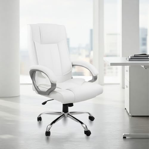 Image of activa Ergonomic Office Chair | Premium Leatherette Boss Chair with Padded Seat & Backrest | Adjustable Height Seat for Work /Study /Gaming (Kylie, White)