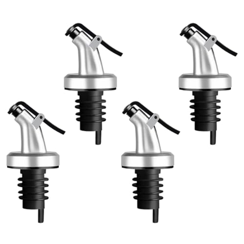 BIUDECO 4 Tapones Vertedores de Aceite y Vino Tapa Abatible, Fabricados en PP y ABS, Diseño Anti-Goteo y Protección contra Insectos, Prácticos para Cocina y Bares Profesionales