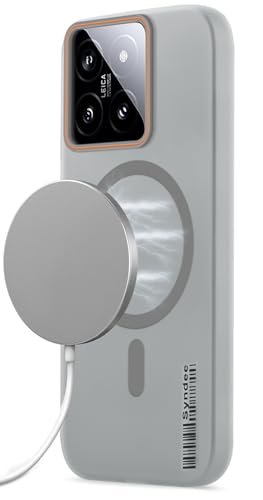 Image of Mr. Case Back Cover for Xiaomi 14 5G Sleek Frosted Translucent Back Only Compatible with Wireless Magnetic Accessories | Anti-Scratch Shockproof Phone Case - Grey