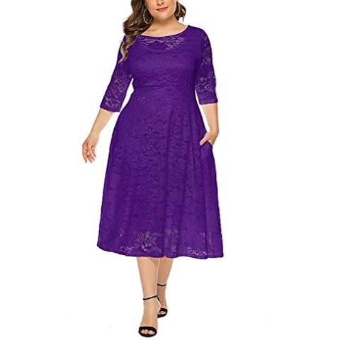 Vestido de Cóctel Encaje Púrpura Talla Grande Cover