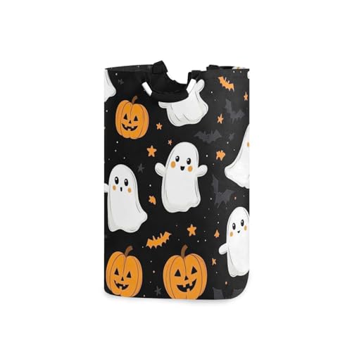 Jihqo Laundry Hamper Basket Halloween Pumpkin Cute Ghost Collapsible Nursery Storage Bin Waterproof Clothing Baskets for Home Bedroom Bathroom Washing Room