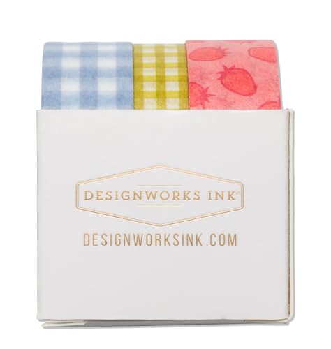 Cintas washi de papel Designworks Ink con patrón de parche de fresa resistente