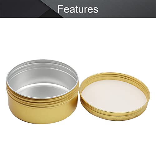 Image of Othmro 6Pcs 5.1oz Metal Round Tins Aluminum Tin Cans Jar Refillable Containers 150ml Tin Cans Tin Bottles Containers with Screw Lid for Salve Spices Lip Balm Tea Candies Gold 83x38mm