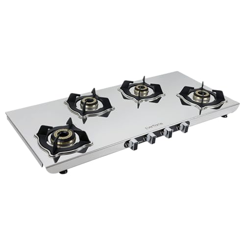 Image of Everflame Marvel 4 Burner Gas Stove(Long) | Manual Ignition | 6G Series Brass Burner | ISI Certified Cooktop | 5 Years Warranty (Body & Burners) + 2 Year Comprehensive Warranty + Doorstep Service