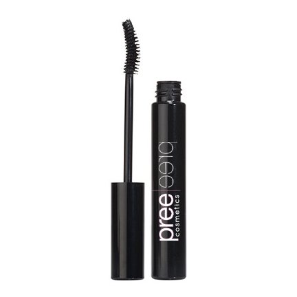 Luxury Waterproof Black Mascara, 4-in-1 formula with ergonomic brush to lengthen, curl, volumize eye lashes for all day wear by Pree Cosmetics