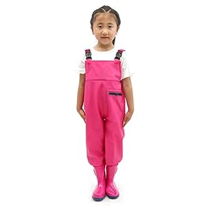Waders Outdoor Steltlopers Voor Kinderen, Waterdichte Kleding Voor De Kleuterschool, Met Regenlaarzen, PVC + Gebreide Stof (Color : Pink, Size : XXL/1 piece)