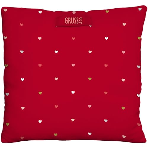 Gruss & CO Plüschkissen mit Motiv Herzensmensch | Zierkissen mit Wendemotiv, 25 cm x 25 cm, 100% Polyester | Geschenk, Valentinstag, Dekoartikel | 73798