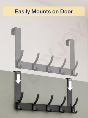 Image of BOXJOY 12 Hook Over The Door Hanger | Wall Hanging Metal Hook Cloth Hangers