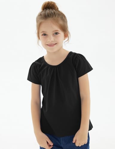 Image of Noomelfish Girls Criss Cross Back T-Shirts Short Puff Sleeve Tee Tops (5-12 Years)
