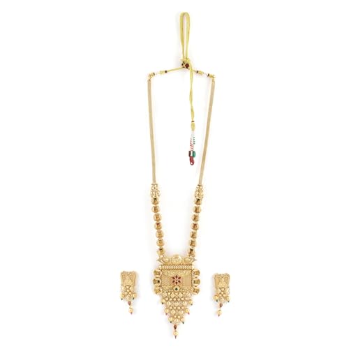 Rubans 24K Gold Plated Ruby and Emerald Studded Golden Beaded Traditional Necklace Set for Women and Girls, Perfect for Festive and Wedding Occasions (B0D6GDRYCW) Amazon Price History, Amazon Price Tracker