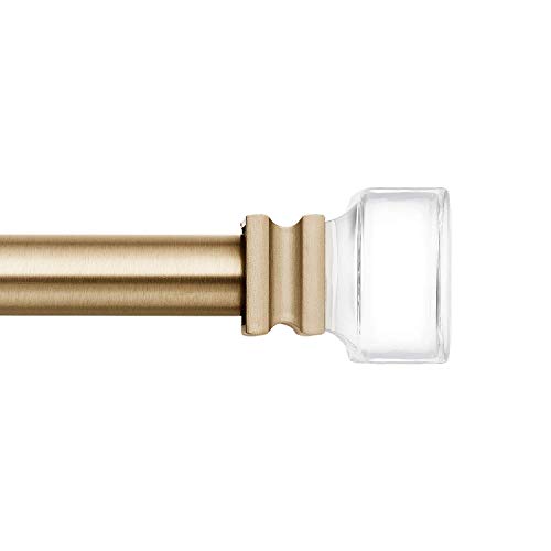 MODE Premium Collection Single Curtain Rod Set with Clear Square Finials - 36 to 72 in, Warm Gold by MODE - Used condition - US$40.64