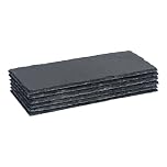 Argon Tableware Rectangle Slate Dinner Plate - 29 x 12cm - Pack of 6 - Natural Slate Rustic Raw Cut Serving Dish Cheese Board Savoury Mat with Soft Padded Feet