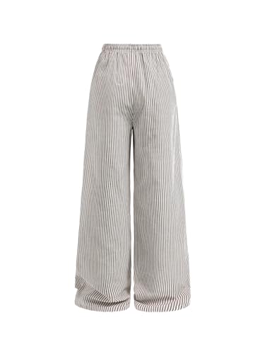 Image of SHENHE Girl's Linen Low Waisted Drawstring Button Front Loose Long Pants Casual Boho Trousers