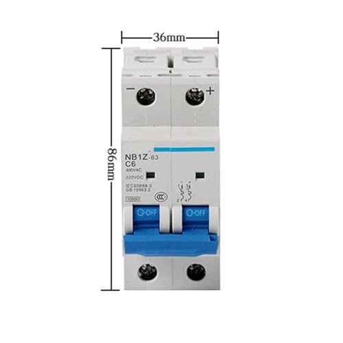 Disyuntor CC NB1Z-63 interruptor MCB solar fotovoltaico 2P de 20A y 220V CC 7