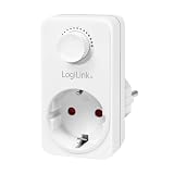 LogiLink Steckdosenadapter mit Dimmer (Einstellrad), 1 Stück, PA0151, Weiß