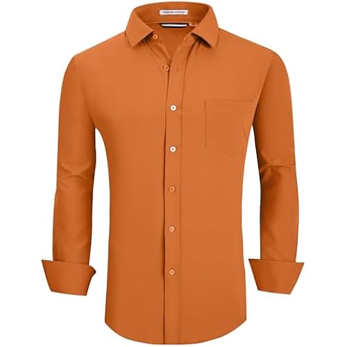 Alex Vando Mens Regular Fit Long Sleeve Stretch Dress Shirts