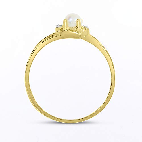 Direct-Jewelry 14K Yellow Gold Freshwater Cultured Pearl And Diamond Ring (Size 8) #TOP5