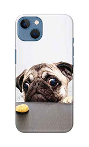 Image of Printed Hard Back Cover Case for Apple iPhone 13 Back Cover (Pug Dog) -203