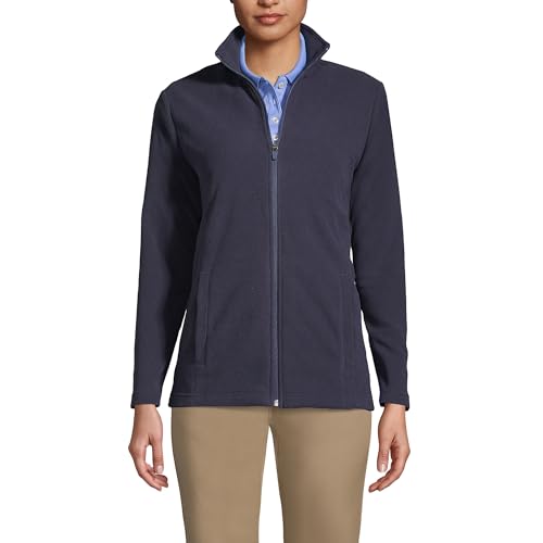 Lands' End Womens Thermacheck 100 Fleece Jacket True Navy Tall Small