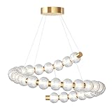 Maytoni Moderne Pendelleuchte Amulet LED incl. Gold aus Silicone und Glas, Metall 1900 Lumen Energieeffizient 40W für Küche, Schlafzimmer, Wohnzimmer, Esszimmer, Lobby