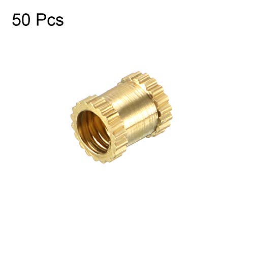 Image of uxcell Knurled Threaded Insert, M3 x 5mm (L) x 4mm (OD) Female Thread Brass Embedment Nuts, Pack of 50