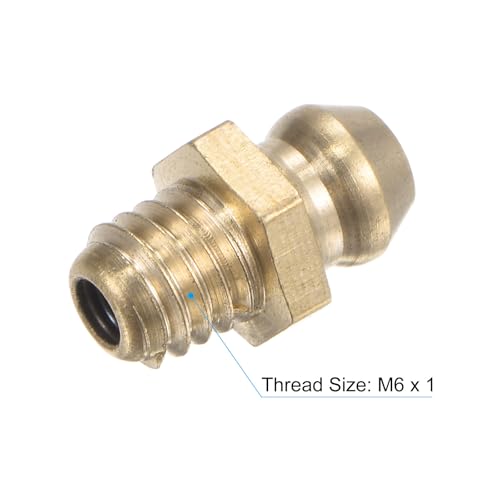 Image of uxcell Brass Straight Grease Fitting M6 x 1mm Thread Hydraulic Grease Fitting Accessories, 40Pcs