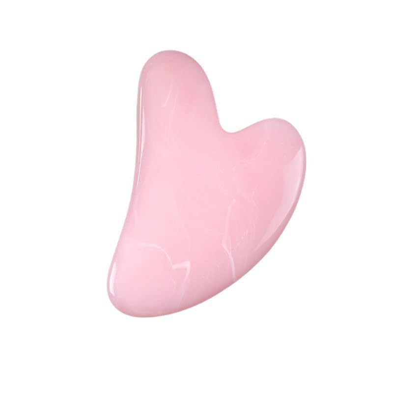 Resin Heart Shaped Scraping Board Imitation Jade Gua Sha Board Gua Sha Facial Massage Tool for Face and Body Treatment,Light Pink