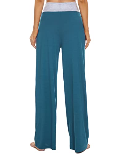 Image of LOCUBE Women's Pajama Pants, Soft Comfy High-Waist Wide-Leg Lounge Pants with Drawstring and Pockets