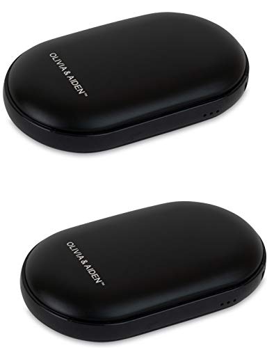 OLIVIA & AIDEN USB Hand Warmer and Power Bank (5200 mAh) Electric, Rechargeable, Pocket Sized | Double-Sided Heating Element | Portable, Compact Travel | Reusable